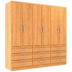 Guarda Roupa Bergamo Evidencia Casal 6 Portas 9 Gavetas Cinamomo