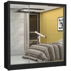 Guarda Roupa Dubai Casal Todo Espelhado 3 Portas 3 Gavetas Carioca Preto