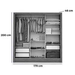 Guarda Roupa Dubai Casal Todo Espelhado 3 Portas 3 Gavetas Carioca Medidas