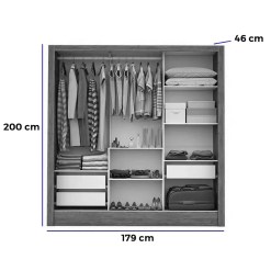 Guarda Roupa Dubai Casal Todo Espelhado 3 Portas 3 Gavetas Carioca Medidas