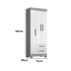 Guarda Roupa Fortaleza 3 Portas 2 Gavetas Solteiro Atualle 25276