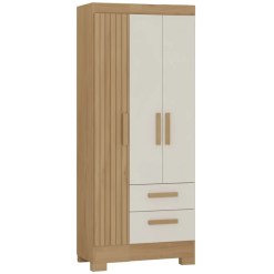 Guarda Roupa Fortaleza 3 Portas 2 Gavetas Solteiro Atualle Canelato Rustico 3d Natura Off White 98983