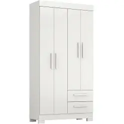 Guarda Roupa Fortaleza Solteiro 4 Portas 2 Gavetas Atualle Branco