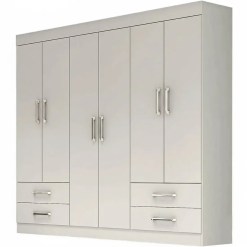 Guarda Roupa Hercules Casal SEM Espelho 6 Portas 4 Gavetas Carioca Branco