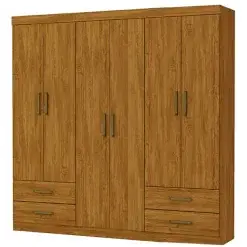Guarda Roupa Hercules Casal SEM Espelho 6 Portas 4 Gavetas Carioca Cinamomo