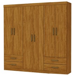 Guarda Roupa Hercules Casal SEM Espelho 6 Portas 4 Gavetas Carioca Cinamomo