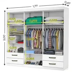 Guarda Roupa Hercules Casal SEM Espelho 6 Portas 4 Gavetas Carioca Medidas