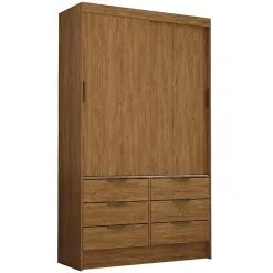 Guarda Roupa Sevilha Solteiro Sem Espelho 2 Portas 6 Gavetas Carioca cinamomo