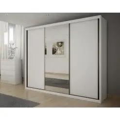 Guarda Roupa Sollo Casal Com Espelho 3 Portas 6 Gavetas Novo Horizonte Branco