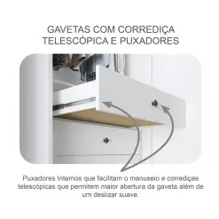 Guarda Roupa Sollo Casal Com Espelho 3 Portas 6 Gavetas Novo Horizonte Detalhe Gaveta