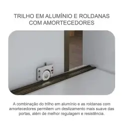 Guarda Roupa Sollo Casal Com Espelho 3 Portas 6 Gavetas Novo Horizonte Detalhe Roldana