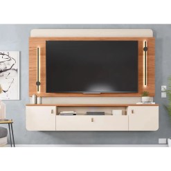 Painel Dali Para TV Ate 75 Polegadas Ripado Com LED 2 Portas 1 Gaveta Caemmun
