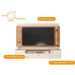 Painel Dali Para TV Ate 75 Polegadas Ripado Com LED 2 Portas 1 Gaveta Caemmun Medidas