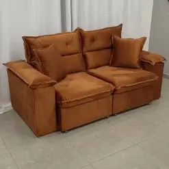 Sofa Ferrari 3 Lugares Retratil E Reclinavel Tecido Veludo 200cm L3 Estofados 92190