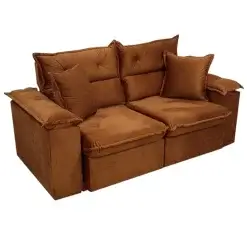 Sofa Ferrari 3 Lugares Retratil E Reclinavel Tecido Veludo 200cm L3 Estofados Cobre 43915