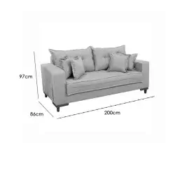 Sofa Living Portugal Em Linho 3 Lugares Com Almofadas Soltas 200cm Boareto 25289