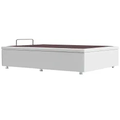 Base Bau Sommier Casal Em Corino 48x188x138cm Ortobom Branco 27997