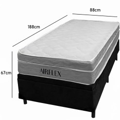 Base Bau Em Corino Com Colchao Airflex Solteiro Com Molas Ensacadas 67x188x88cm Bio Flex 59954