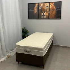 Base Bau Em Corino Com Colchao Airflex Solteiro Com Molas Ensacadas 67x188x88cm Bio Flex 65456