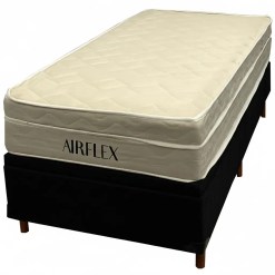 Base Bau Em Corino Com Colchao Airflex Solteiro Com Molas Ensacadas 67x188x88cm Bio Flex Preto 45508