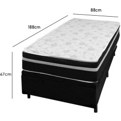 Base Bau Em Corino Com Colchao Bio Classic Solteiro Com Molas Ensacadas 67x188x88cm Bio Flex 36375