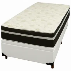 Base Bau Em Corino Com Colchao Bio Classic Solteiro Com Molas Ensacadas 67x188x88cm Bio Flex Branco 11871