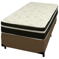 Base Bau Em Corino Com Colchao Bio Classic Solteiro Com Molas Ensacadas 67x188x88cm Bio Flex Marrom 48852