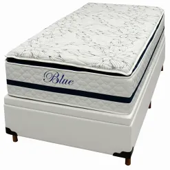 Base Bau Em Corino Com Colchao Blue Solteiro Molas Pocket E Pillow Top 69x188x88cm Paropas Branco 85640