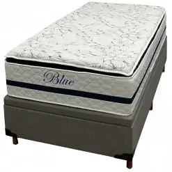Base Bau Em Corino Com Colchao Blue Solteiro Molas Pocket E Pillow Top 69x188x88cm Paropas Cinza 11833