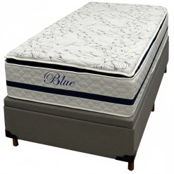 Base Bau Em Corino Com Colchao Blue Solteiro Molas Pocket E Pillow Top 69x188x88cm Paropas Cinza 11833