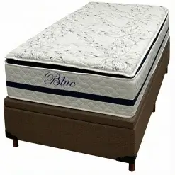 Base Bau Em Corino Com Colchao Blue Solteiro Molas Pocket E Pillow Top 69x188x88cm Paropas Marrom 56892