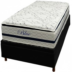 Base Bau Em Corino Com Colchao Blue Solteiro Molas Pocket E Pillow Top 69x188x88cm Paropas Preto 54872