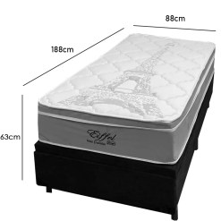 Base Bau Em Corino Com Colchao Eiffel Solteiro Com Molas Ensacadas 63x188x88cm Anjos 60010