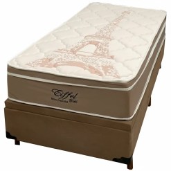 Base Bau Em Corino Com Colchao Eiffel Solteiro Com Molas Ensacadas 63x188x88cm Anjos Marrom 56558