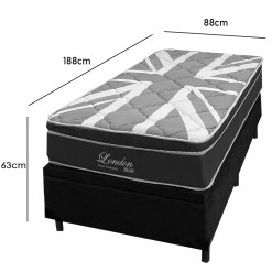 Base Bau Em Corino Com Colchao London Solteiro Com Molas Superlastic 63x188x88cm Anjos 64856