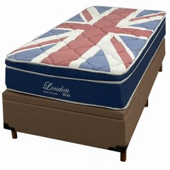 Base Bau Em Corino Com Colchao London Solteiro Com Molas Superlastic 63x188x88cm Anjos Marrom 55486