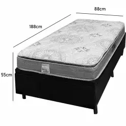 Base Bau Em Corino Com Colchao Orthosono Solteiro D33 One Bord Com Pillow 55x188x88cm Anjos 20940