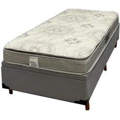 Base Bau Em Corino Com Colchao Orthosono Solteiro D33 One Bord Com Pillow 55x188x88cm Anjos Cinza 14087