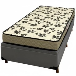 Base Bau Em Corino Com Colchao Pasquale Wave Solteiro D33 Paropas 54x188x88cm Cinza 92793