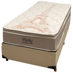Base Bau Em Veludo Com Colchao Eiffel Solteiro Com Molas Ensacadas 63x188x88cm Anjos Bege 83398