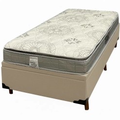 Base Bau Em Veludo Com Colchao Orthosono Solteiro D33 One Bord Com Pillow 55x188x88cm Anjos Bege 79714