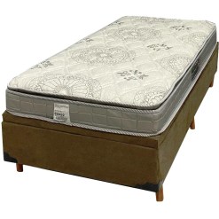 Base Bau Em Veludo Com Colchao Orthosono Solteiro D33 One Bord Com Pillow 55x188x88cm Anjos Marrom 23032