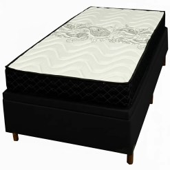Base Bau Em Veludo Com Colchao Pasquale D45 Solteiro 60x188x88cm Paropas Preto 32733