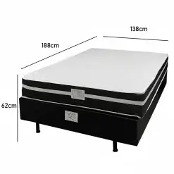 Base Em Corino Com Colchao Bio Classic Casal Com Molas Ensacadas 62x188x138cm Bio Flex 82548