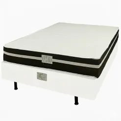 Base Em Corino Com Colchao Bio Classic Casal Com Molas Ensacadas 62x188x138cm Bio Flex Branco 90392