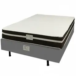 Base Em Corino Com Colchao Bio Classic Casal Com Molas Ensacadas 62x188x138cm Bio Flex Cinza 54669
