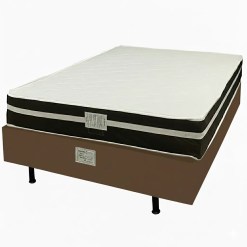 Base Em Corino Com Colchao Bio Classic Casal Com Molas Ensacadas 62x188x138cm Bio Flex Marrom 98038