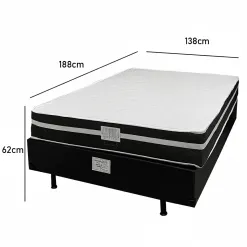 Base Em Veludo Com Colchao Bio Classic Casal Com Molas Ensacadas 62x188x138cm Bio Flex 37058