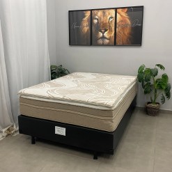 Base Em Veludo Com Colchao Dom Casal Com Molas Ensacadas Bio Flex 69x188x138cm 53025