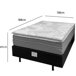 Base Em Veludo Com Colchao Dom Casal Com Molas Ensacadas Bio Flex 69x188x138cm 94673